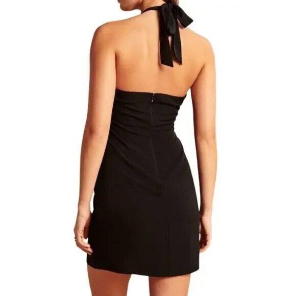 Abercrombie Black Dress Black Mini Halter Party Medium Petite - Picture 3 of 13